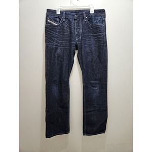 Diesel Jeans Mens 33x32 Blue Larkee Industry Button Fly Regular Straight